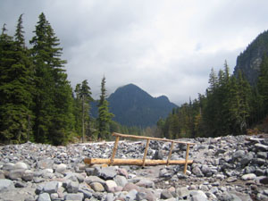 Footbridge and moraine